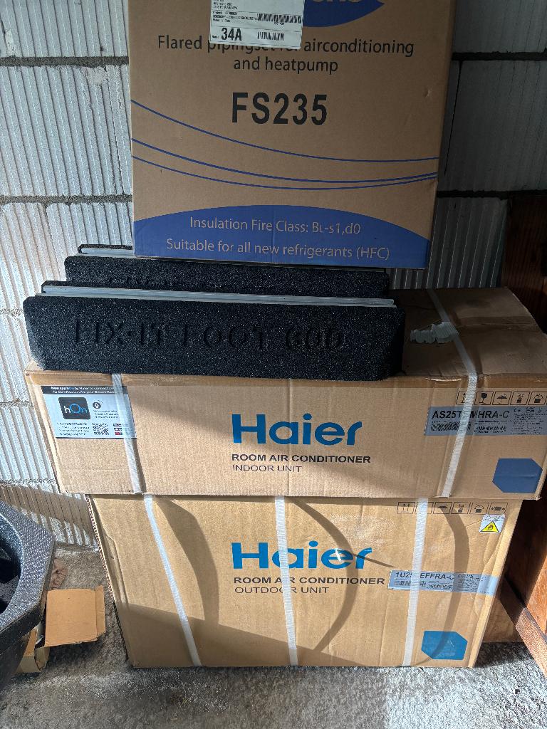 Haier Spilt airconditioning compleet pakket, Witgoed en Apparatuur, Airco's, Nieuw, Wandairco, Minder dan 60 m³, 3 snelheden of meer