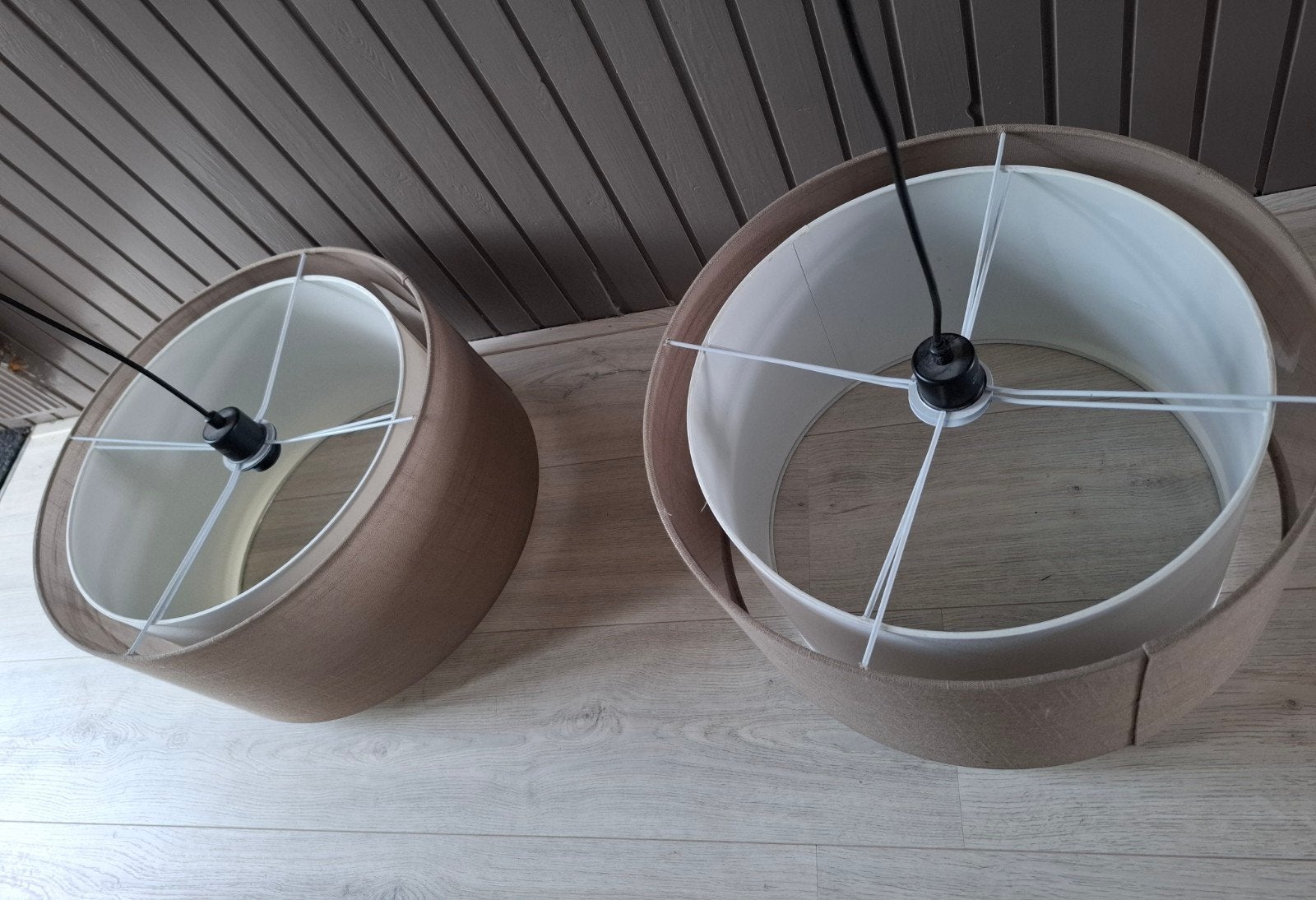 Hanglamp met stoffen kappen, Ophalen, Gebruikt, Metaal, E27 (groot)