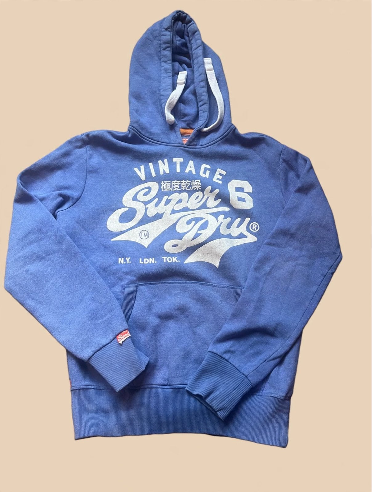 Superdry Vintage Hoodie - Blauw met print, Ophalen of Verzenden, Gedragen, Maat 46 (S) of kleiner, Blauw