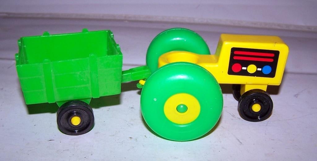 Vintage Fisher-Price tractor met aanhanger. Izgs., Ophalen of Verzenden, Zo goed als nieuw, Auto of Voertuig