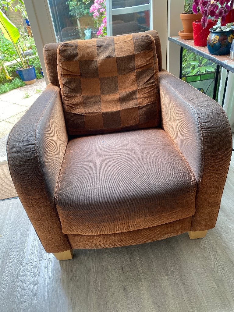 Fauteuil bruin, Ophalen, Gebruikt, 75 tot 100 cm, 75 tot 100 cm