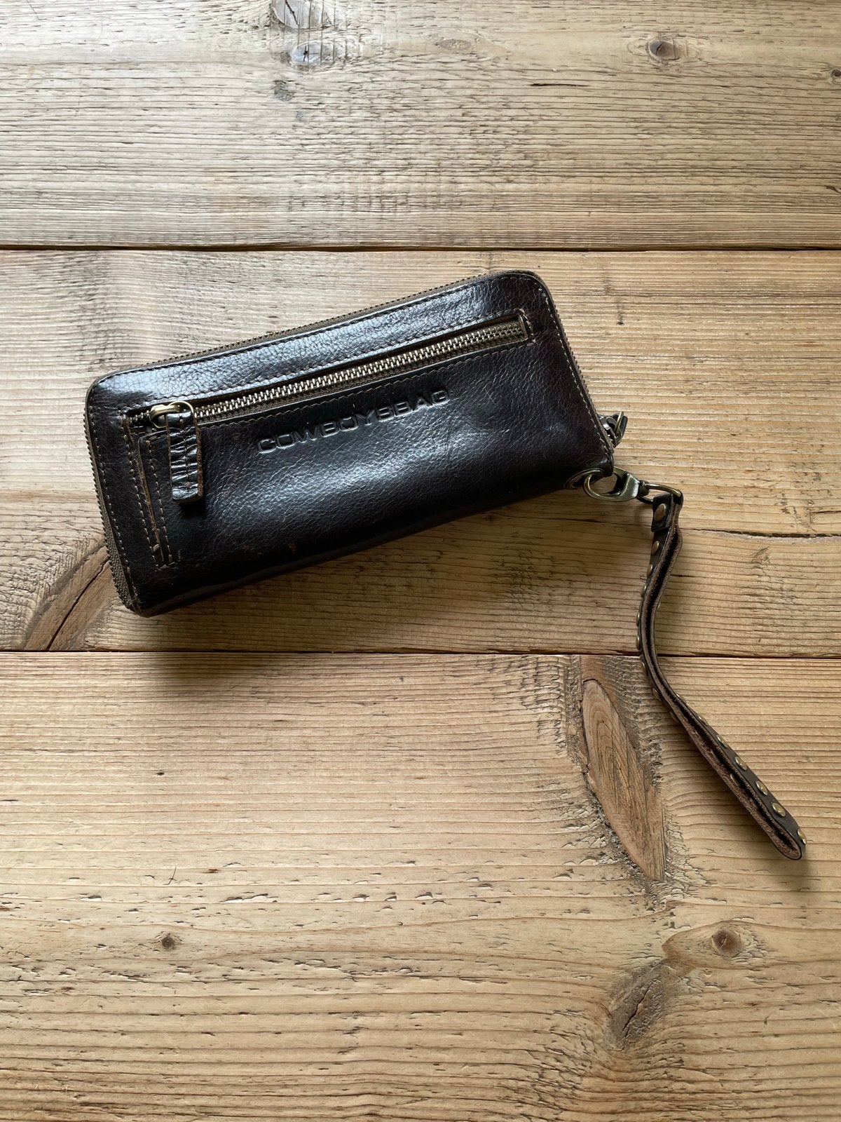 Cowboybag leren tas en portemonnee set, Ophalen of Verzenden, Gebruikt, Bruin, Handtas