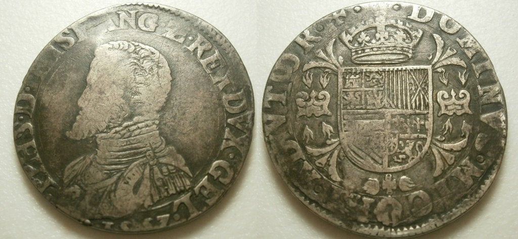 Gelderland Philips II Philipsdaalder 1557 variatie - RRR -, Vóór koninkrijk, Zilver, 25 cent, Ophalen of Verzenden