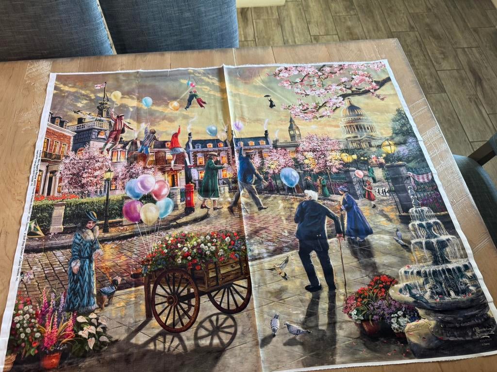 Quilt panel mary poppens. Thomas kingkade, Hobby en Vrije tijd, Stoffen en Lappen, Ophalen of Verzenden, Nieuw, Katoen, 30 tot 200 cm