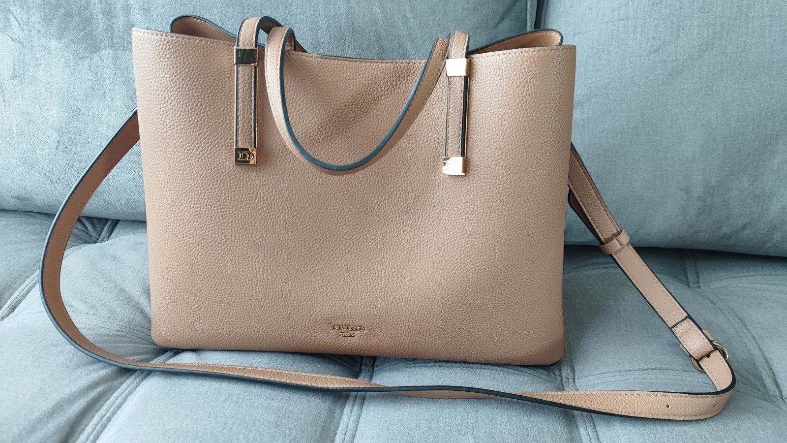Dune London handtas Dorry met gouden details, Ophalen of Verzenden, Zo goed als nieuw, Bruin, Handtas