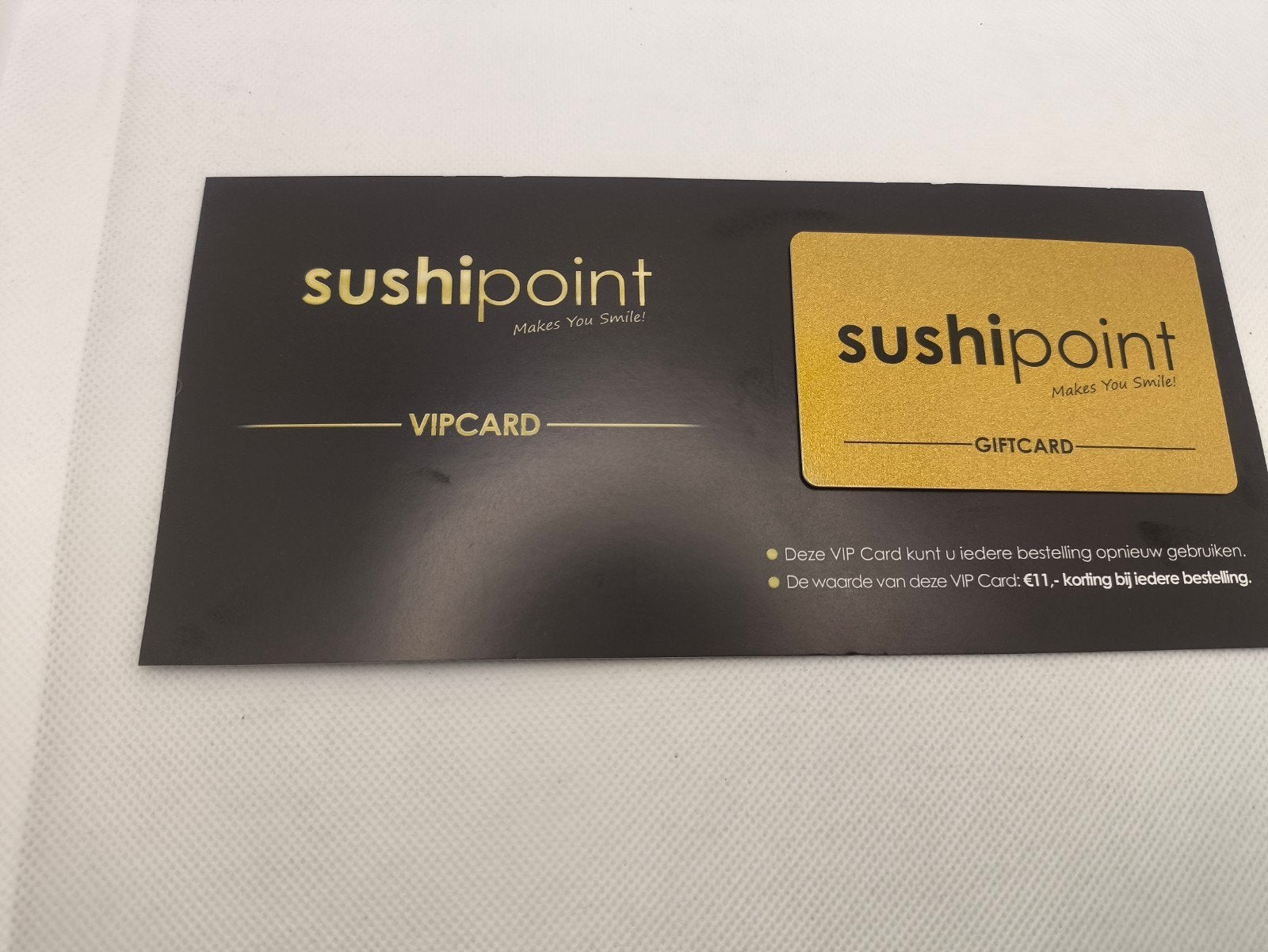 Sushi point vip kaart 11 euro korting op iedere bestelling, Eén persoon, Kortingsbon