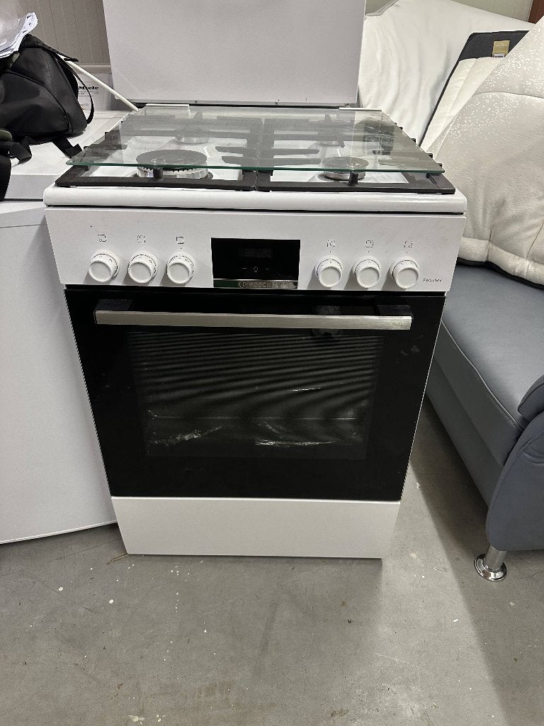 Bosch Exclusiv gasfornuis met oven –4 pits–glazen afdekplaat, Ophalen, 4 kookzones, Zo goed als nieuw, Gas