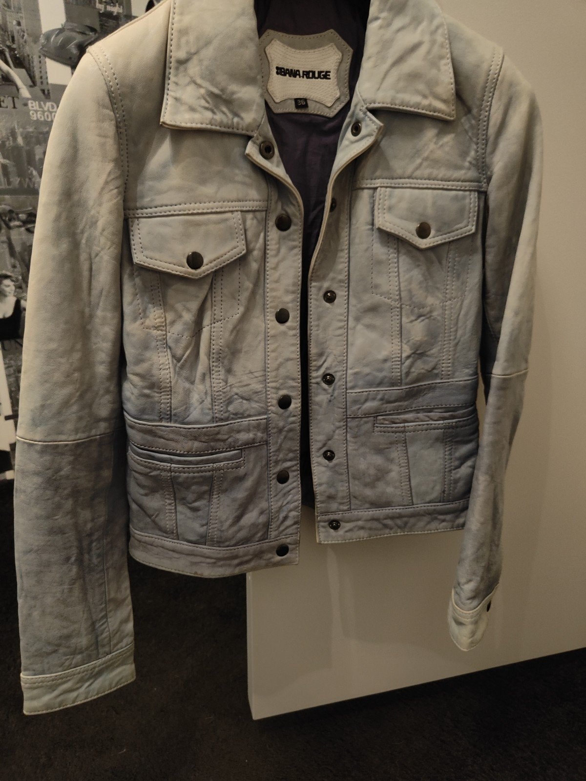 Sibana Rouge Leren Jas Maat 36, Kleding | Dames, Jassen | Zomer, Ophalen, Sibana Rouge, Maat 36 (S), Grijs