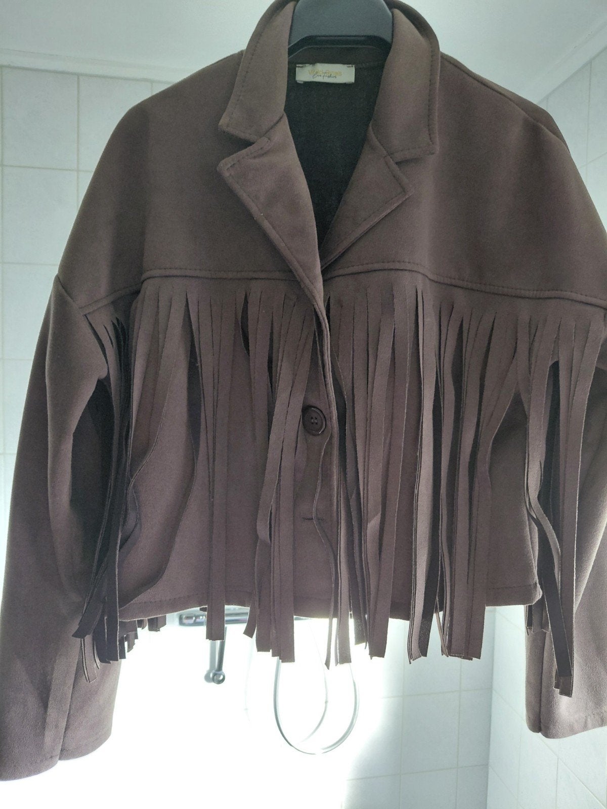 Te koop mooi suede bruin jasje maat s/m, Kleding | Dames, Jassen | Zomer, Ophalen, Zo goed als nieuw, Maat 38/40 (M), Bruin