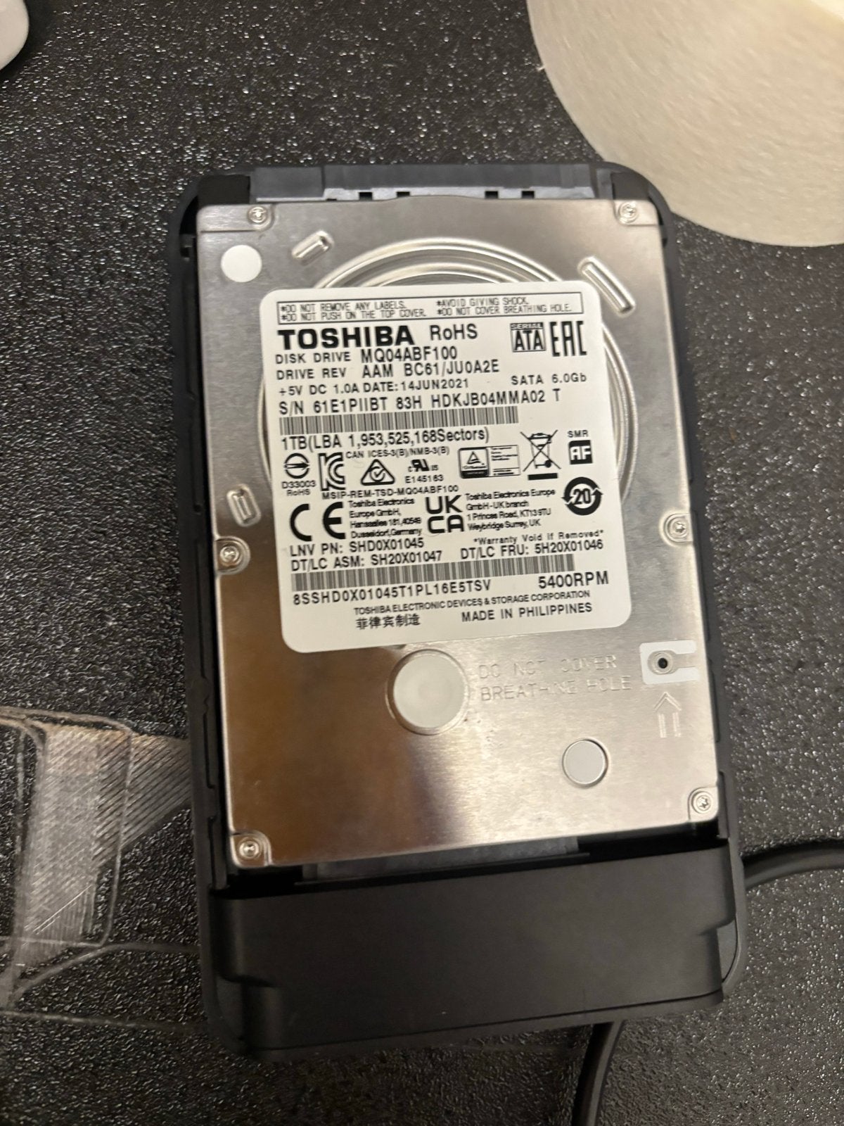 Toshiba MQ04ABF100 1TB Externe HDD - Zo goed als nieuw, Computers en Software, Harde schijven, Server, HDD, Ophalen of Verzenden