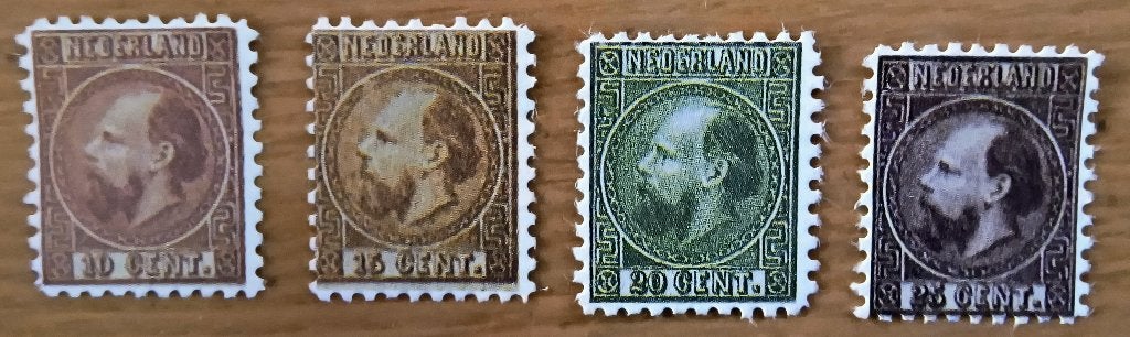 1867-68 | NVPH 8 - 11 Koning Willem III | FACSIMILE |65|, Postzegels en Munten, Ophalen of Verzenden, Na 1940