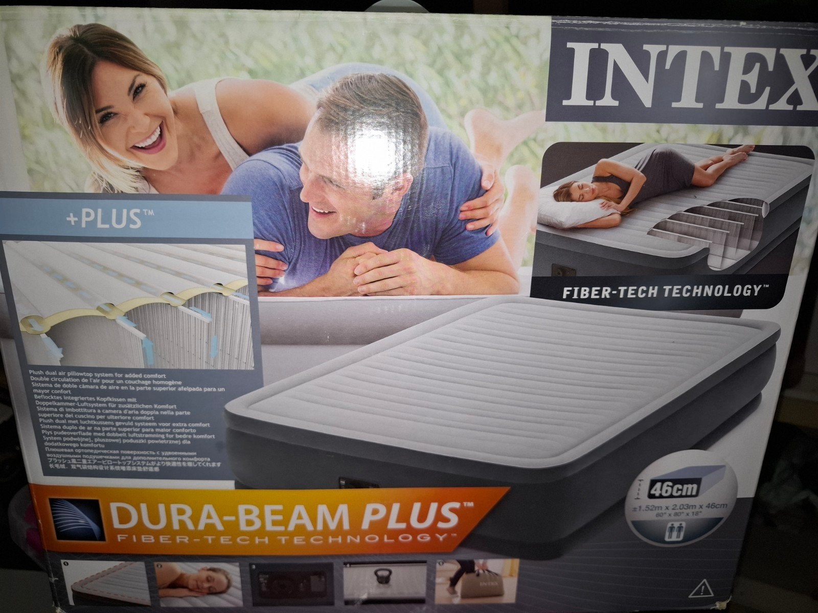 Intex Dura-Beam Plus Luchtbed 152x203x46cm, Matras, 200 cm, Nieuw, Tweepersoons