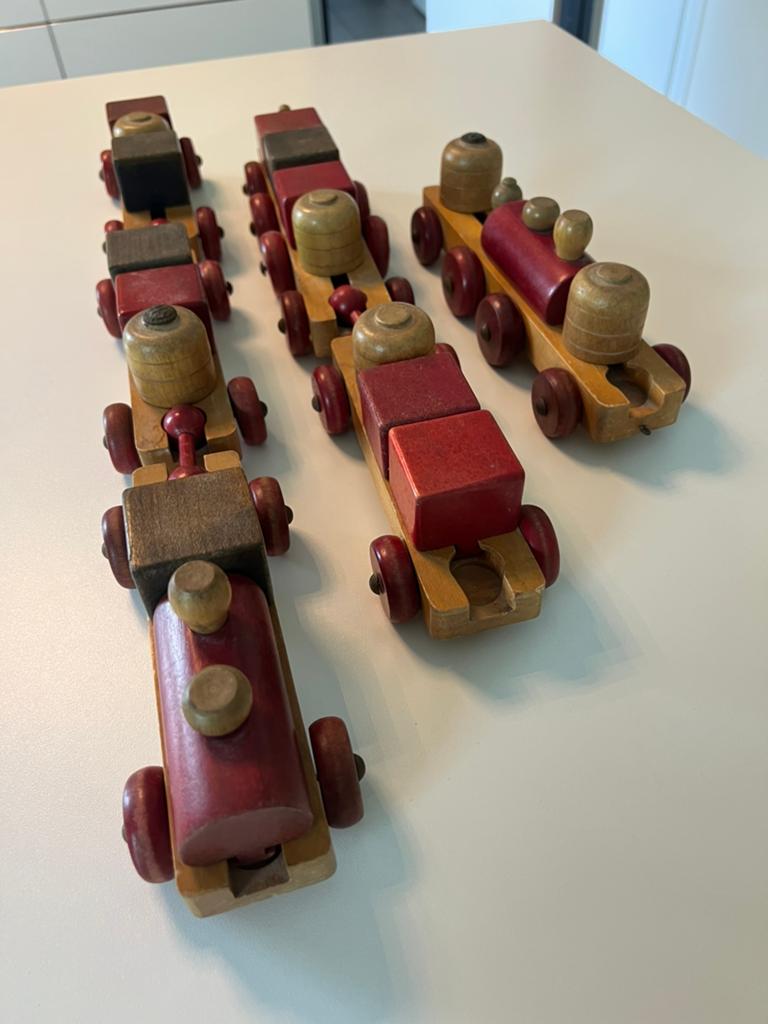 Vintage houten speelgoedtrein, Ophalen of Verzenden, Gebruikt