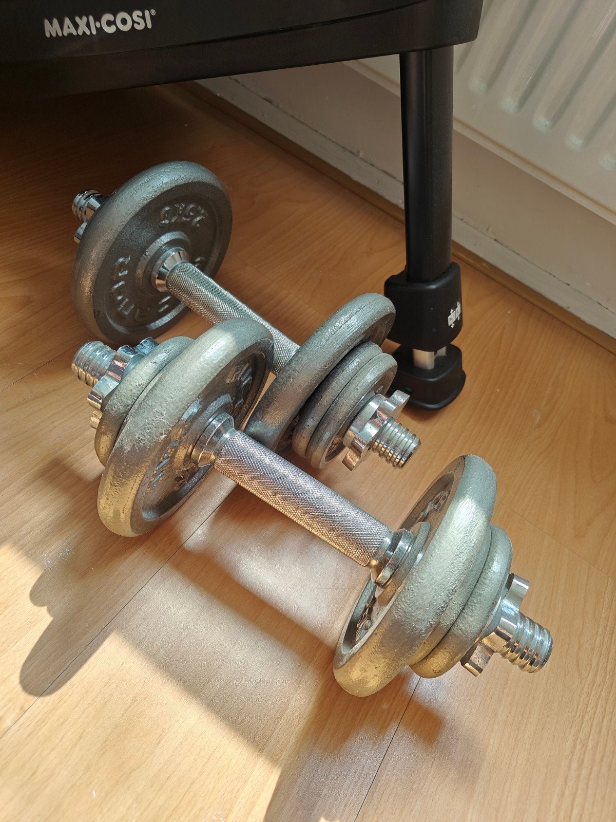 Rucanor Verstelbare Dumbbellset / Gietijzeren Halters, Ophalen, Zo goed als nieuw, Rug, Dumbbell