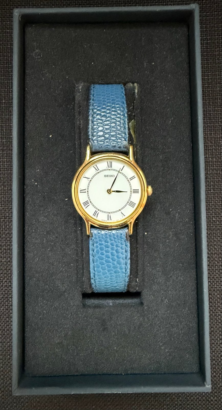 Seiko Polshorloge met Blauw Leren Bandje, Leer, Polshorloge, Ophalen of Verzenden, Zo goed als nieuw