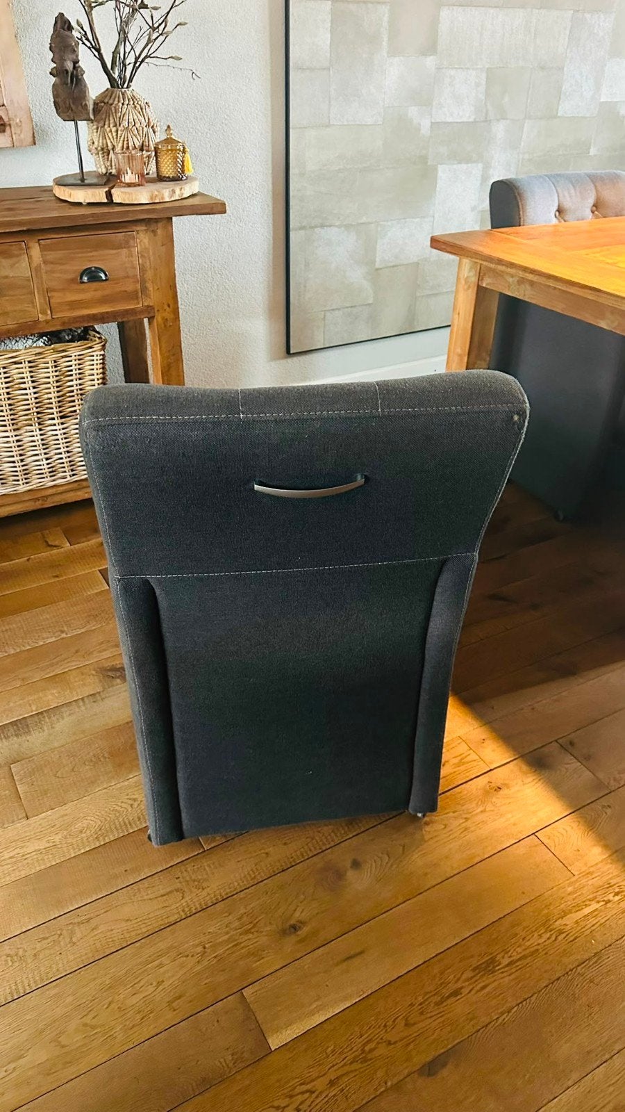Set van 6 comfortabele eetkamerstoelen - Grijs stof, Ophalen, Modern, Comfortabel, Gebruikt, Vijf, Zes of meer stoelen