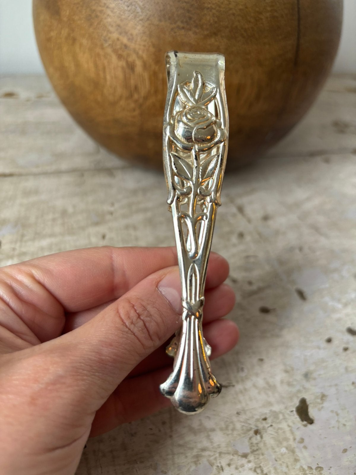 Vintage "Hildesheimer Rose" suikertang, uit 1920, Germany, Antiek en Kunst, Antiek | Bestek, Ophalen of Verzenden
