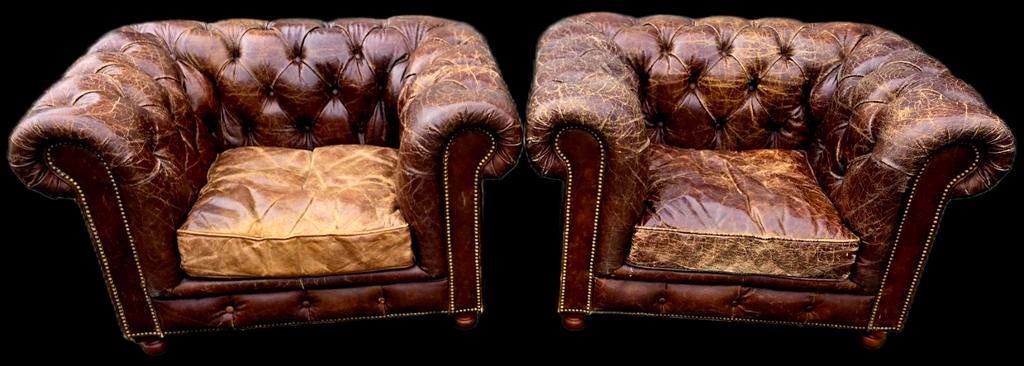 2x Chesterfield vintage club fauteuil cigar brown + BEZORGD, Gebruikt, ., Vintage, Ophalen of Verzenden