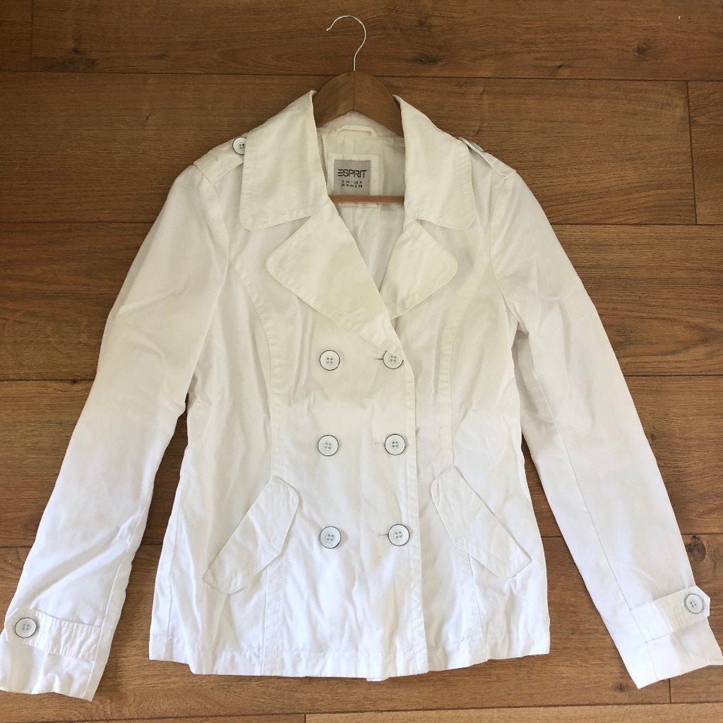 Leuk wit trenchcoat jasje Esprit, Kleding | Dames, Ophalen, Wit, Zo goed als nieuw, Jasje