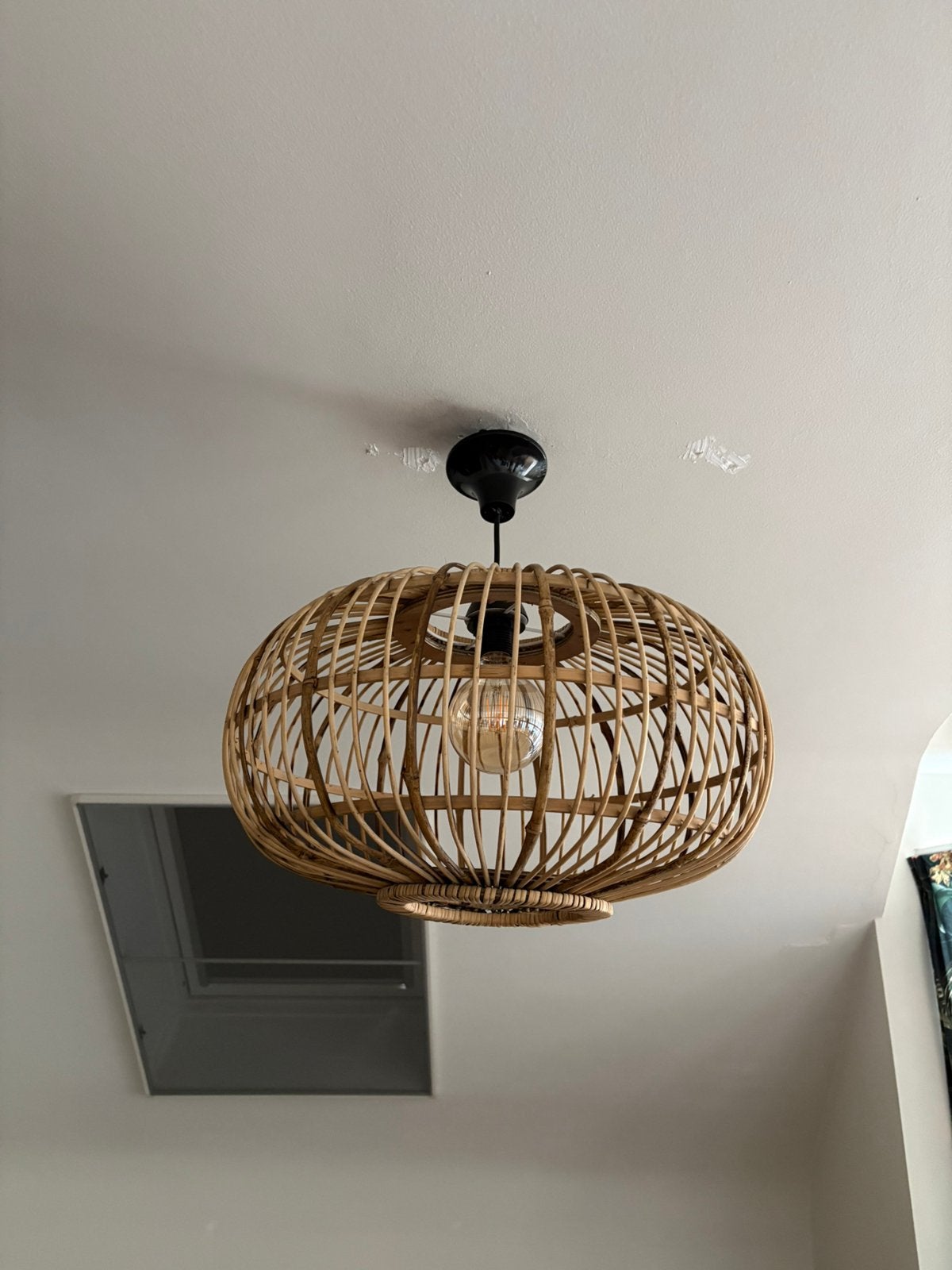Rotan Lamp, Huis en Inrichting, Lampen | Hanglampen, Ophalen, Zo goed als nieuw