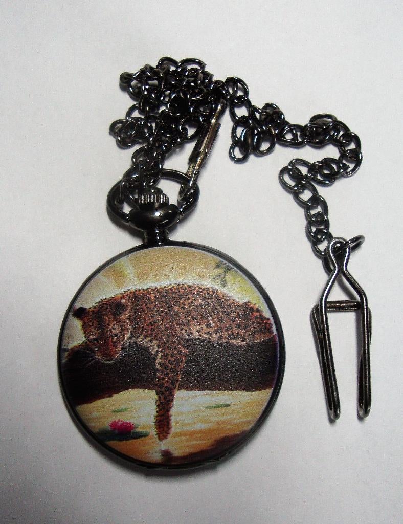 zakhorloge in zwarte kaste / 4 soorten met ketting / clip, Ophalen of Verzenden, Nieuw