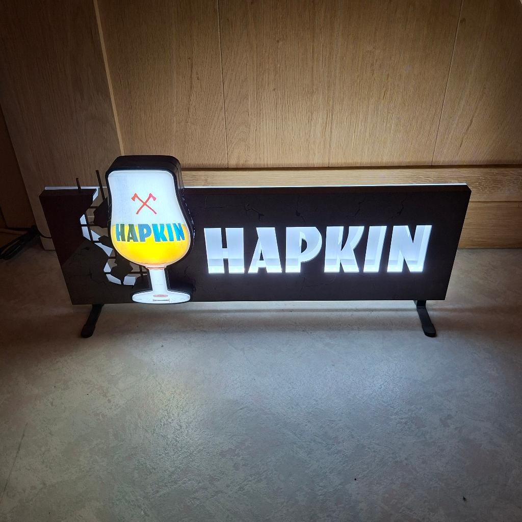 Hapkin bier lichtbak, Verzamelen, Ophalen of Verzenden, Zo goed als nieuw, Lichtbak of (neon) lamp