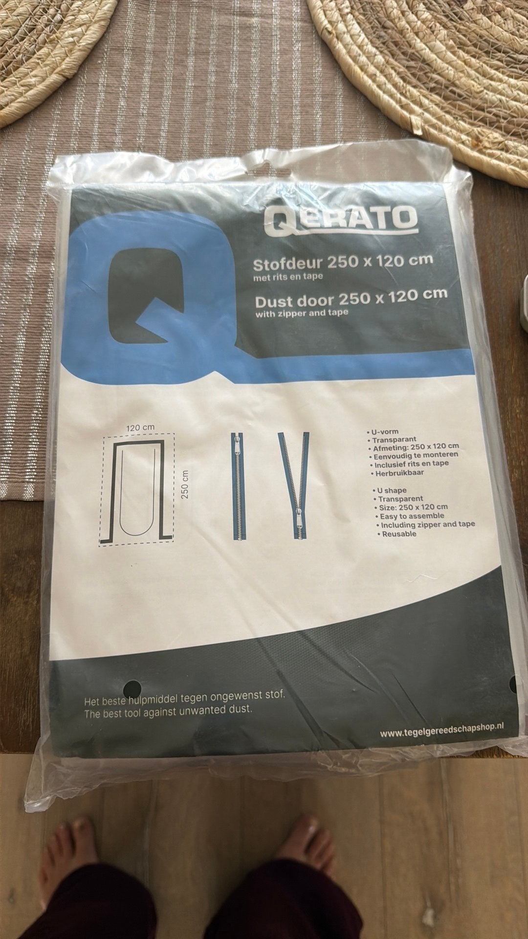 Stofdeur qerato met rits U-vorm 250x120 cm, Doe-het-zelf en Verbouw, Ophalen of Verzenden, Nieuw