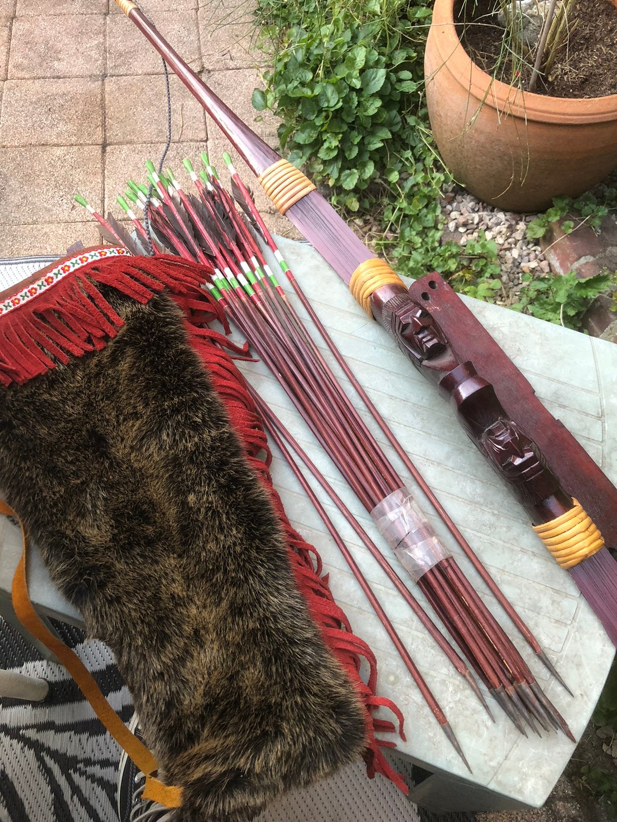 Vintage boog met pijlen en pijlkoker, boogset, Ophalen of Verzenden, Huis en Inrichting