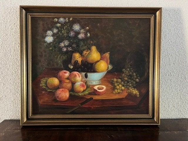 Stilleven fruit en bloemen, Ophalen, Doek, Stilleven, Olieverf