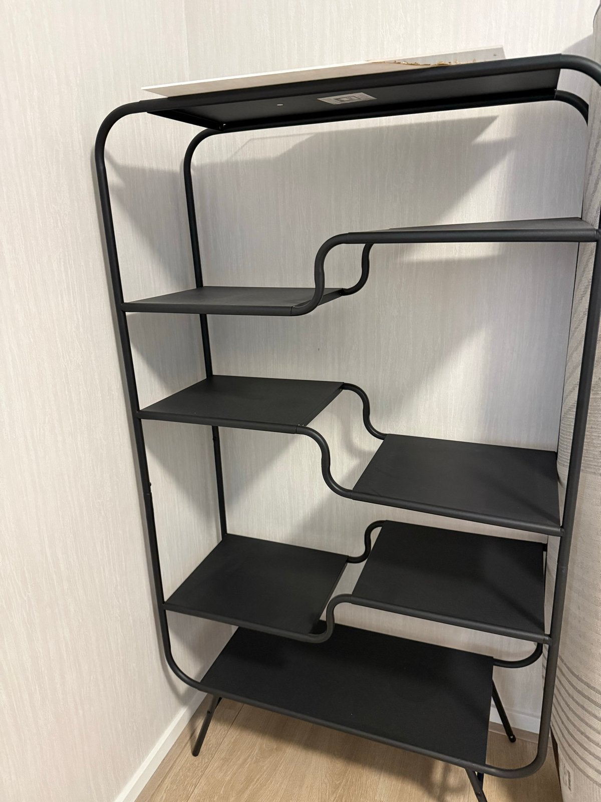 Metalen stellingkast met 5 planken - Zwart design, Ophalen, Zo goed als nieuw