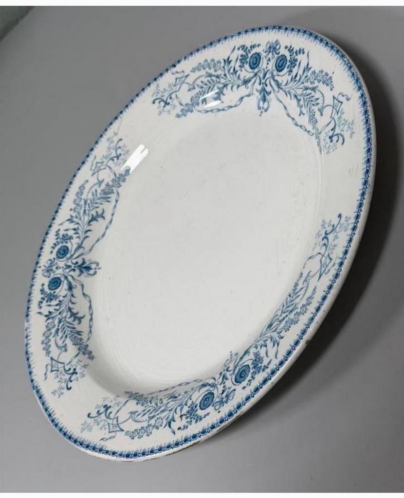 Prachtig Vintage Boch Frères Rubis Bord 33 cm Blauwwit Decor, Ophalen of Verzenden
