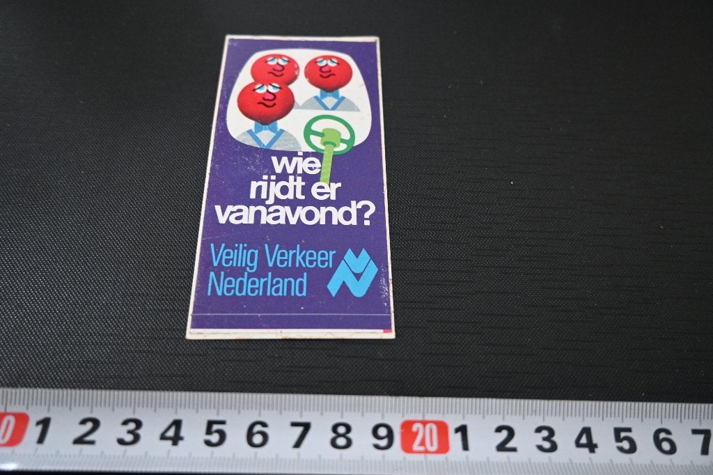 sticker Veilig Verkeer Nederland Wie rijdt er vanavond ? VVN, Ophalen of Verzenden, Zo goed als nieuw