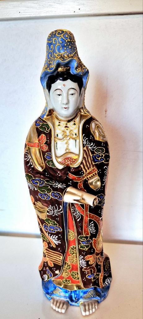 Uniek Antique Japanese Kutani Yaki Guanyin Buddha Beeld, Antiek en Kunst, Antiek | Keramiek en Aardewerk, Ophalen of Verzenden