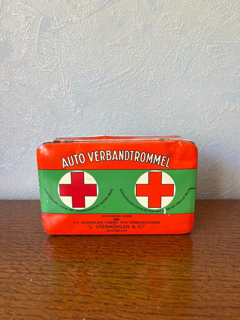 Auto verbandtrommel van Utermöhlen & Co uit Amsterdam., Verzamelen, Blikken, Ophalen of Verzenden