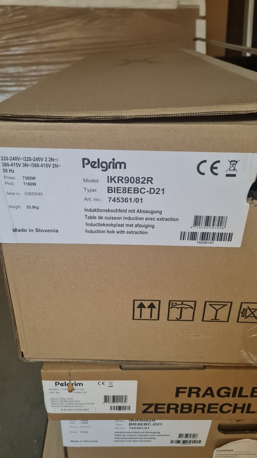 Pelgrim IKR9082R Inductiekookplaat met afzuiging, Witgoed en Apparatuur, Kookplaten, Nieuw, Inbouw, Inductie, 4 kookzones, Ophalen