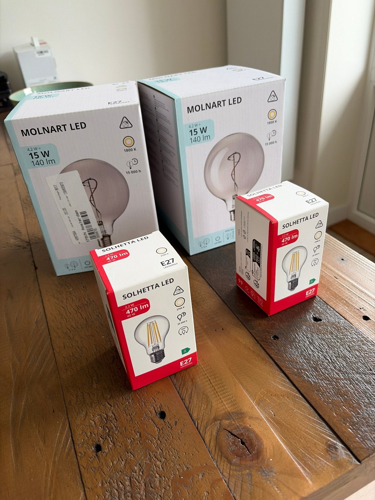 Nieuwe IKEA LED lampen (MOLNART en SOLHETTA) - Ongeopend, Ophalen, Led-lamp, Nieuw, E27 (groot)