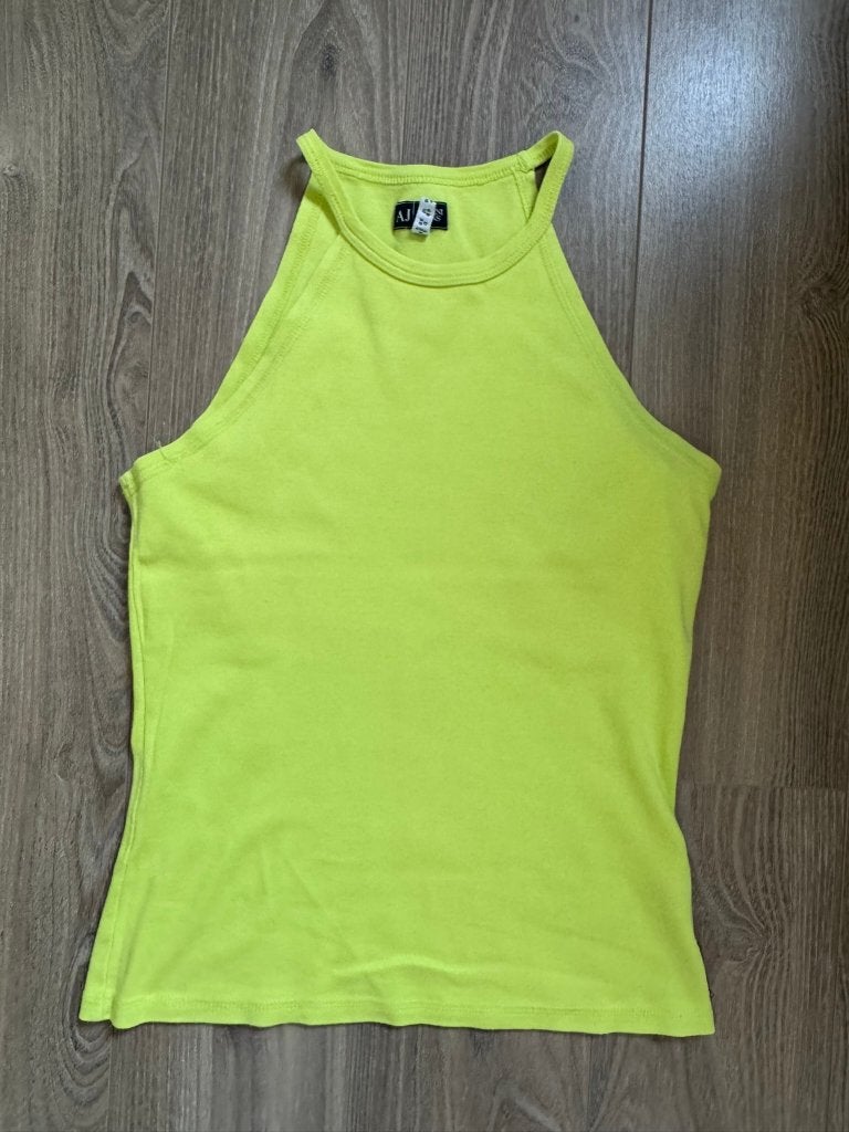 Armani Jeans Neon Gele Haltertop, Kleding | Dames, Maat 38/40 (M), Geel, Ophalen of Verzenden, Zo goed als nieuw