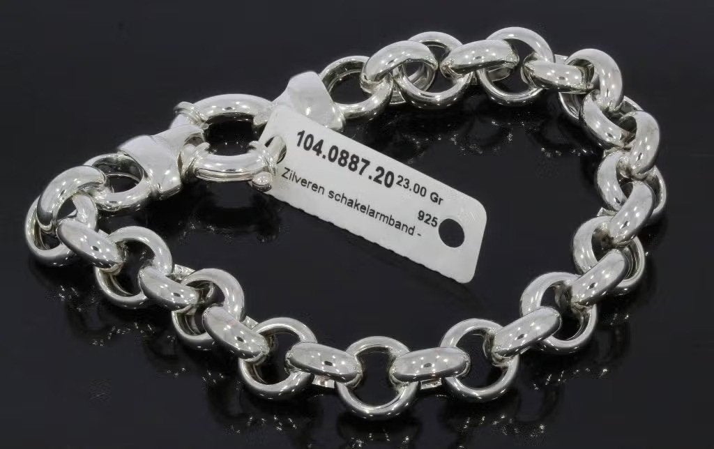 Jasseron nieuwe robuuste zilveren schakel armband dames, Voordeelsieraden, Nieuw, Ophalen of Verzenden, Postbus 163, 8320 AD Urk