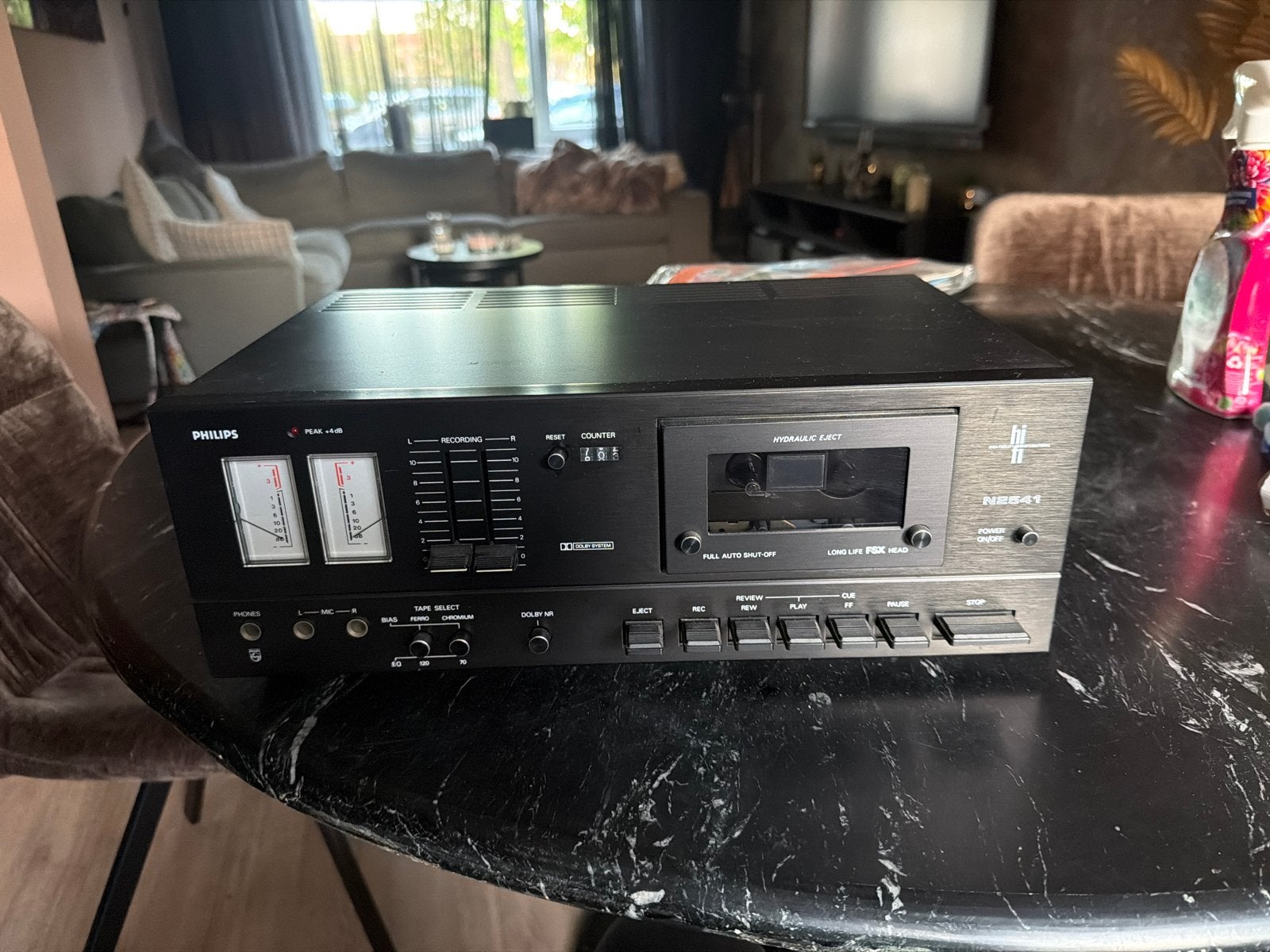 Philips N2541 Cassettedeck uit de jaren '70, Ophalen, Enkel, Philips, Tape counter