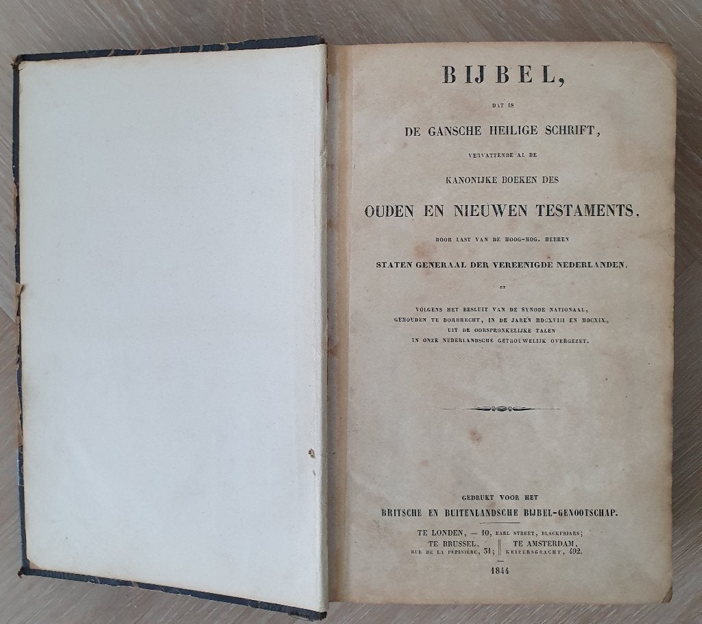 Antieke Statenbijbel (1844), Antiek en Kunst, Ophalen of Verzenden, Bijbel