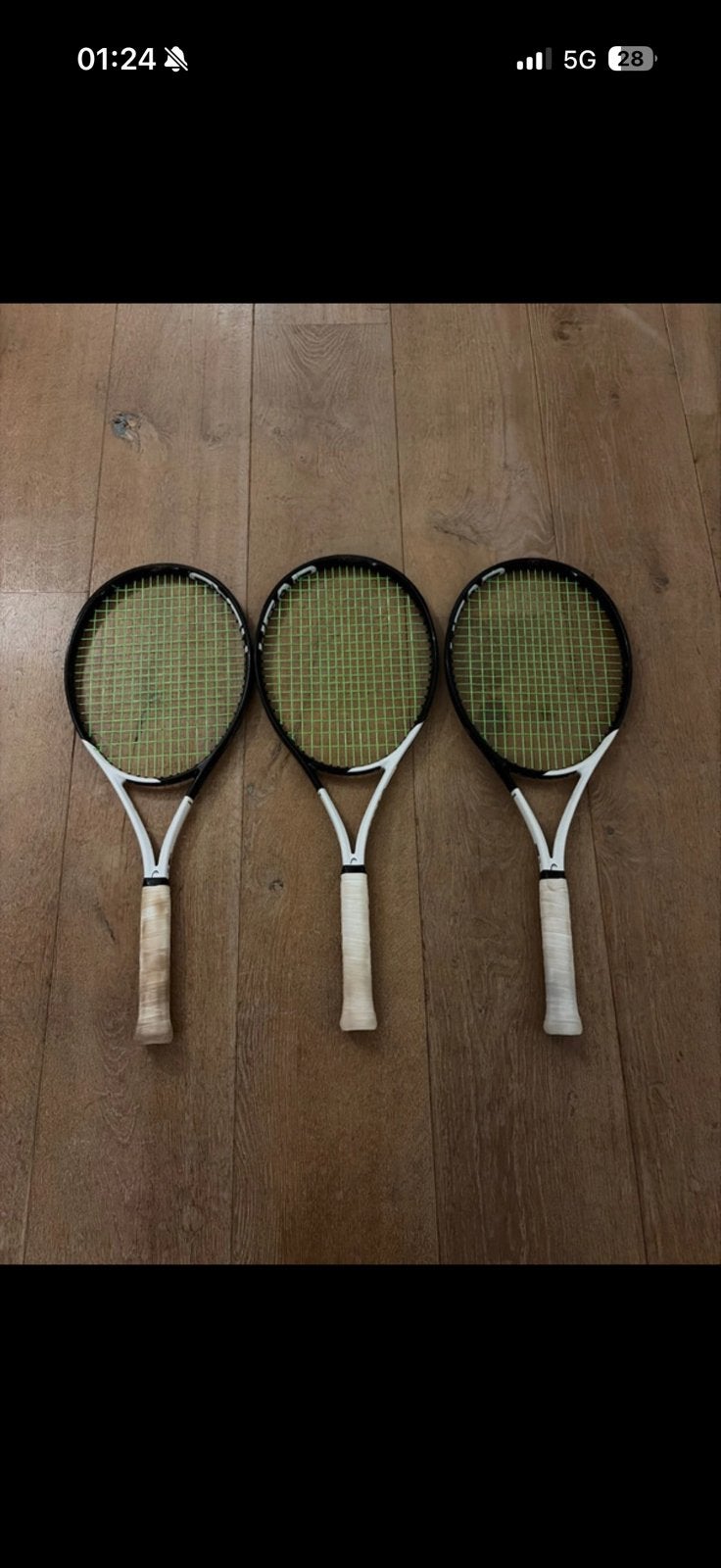 3x Head Speed MP 300g L3, Hyper G 1.25 (24kg), Sport en Fitness, Verzenden, Zo goed als nieuw, Head, Racket