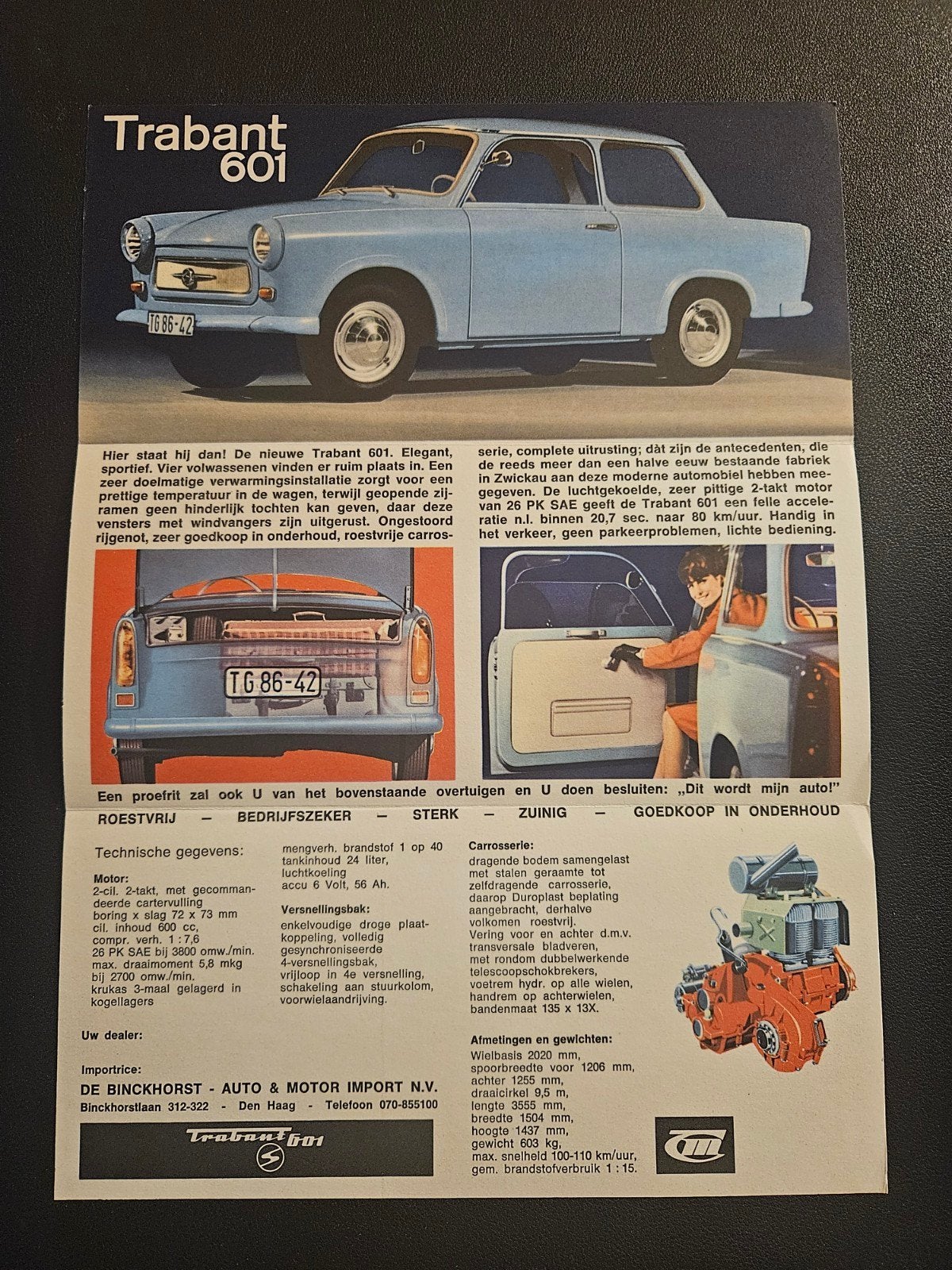 Brochure Trabant 601 1966, Ophalen of Verzenden, Zo goed als nieuw, Overige merken