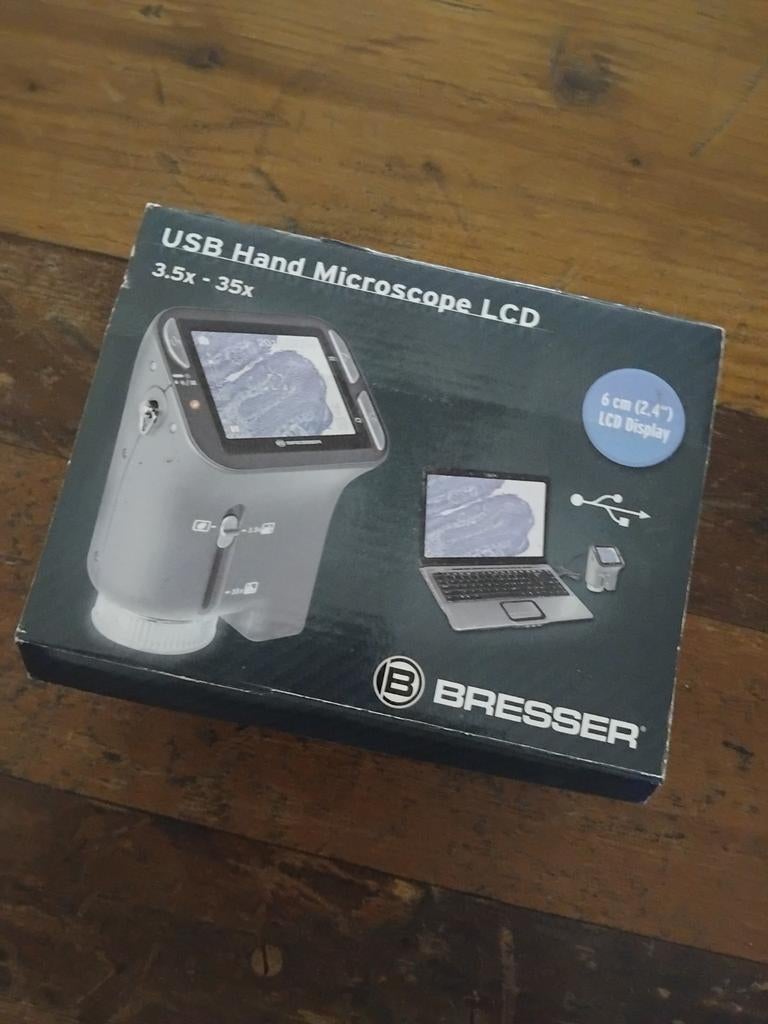 Bresser USB Hand Microscoop LCD 3.5x - 35x, Audio, Tv en Foto, Optische apparatuur | Microscopen, Ophalen, Zo goed als nieuw, Minder dan 400x