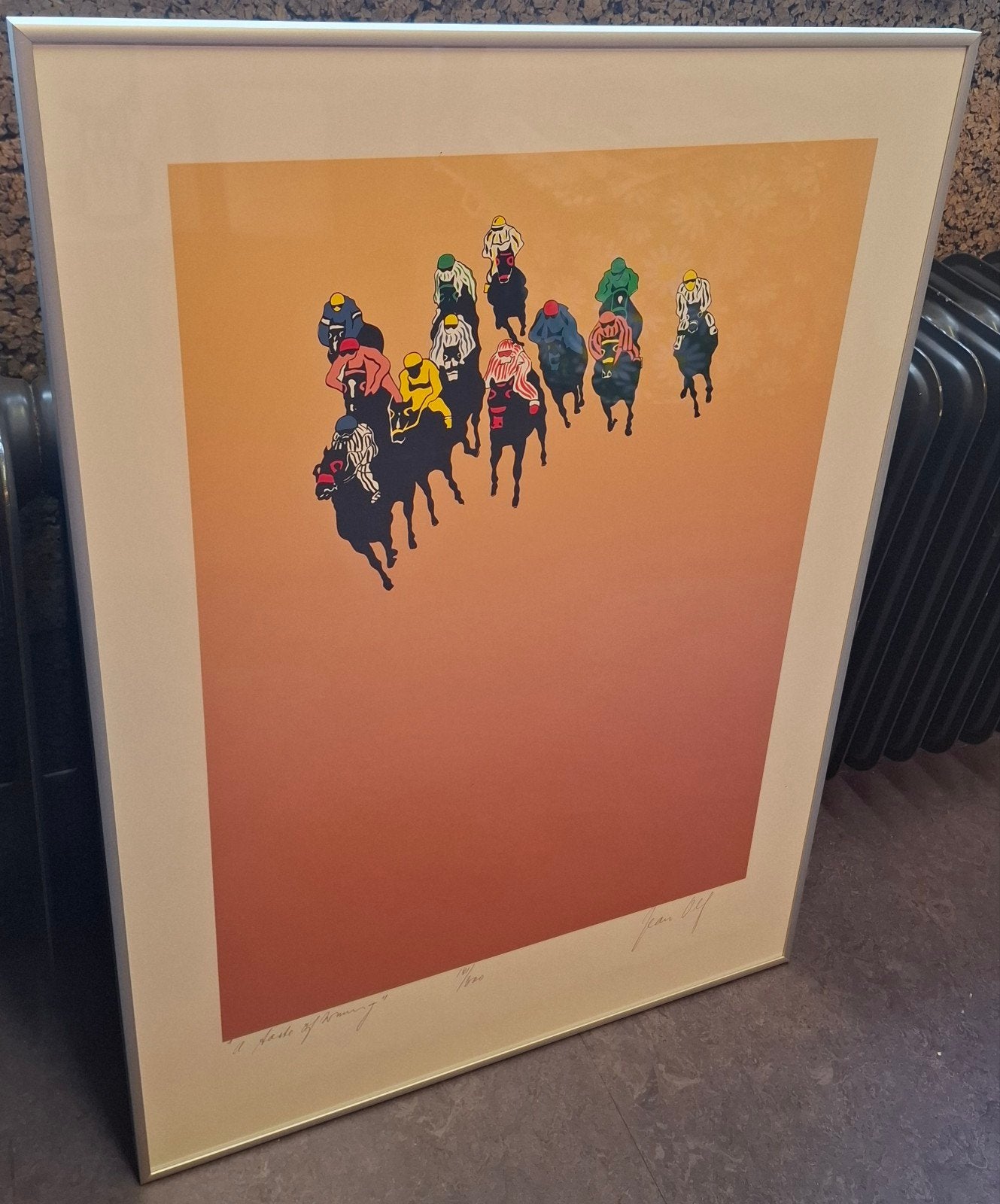 Zeefdruk Jean Olf - Paardenrace, Ophalen of Verzenden