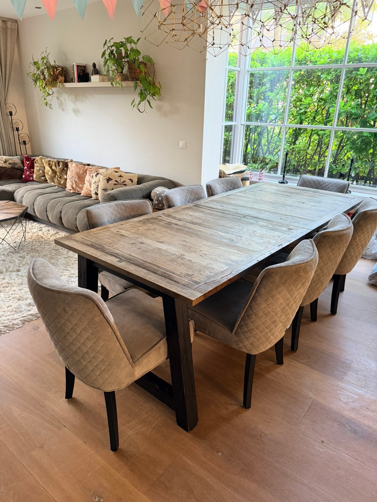 8 Riviera Maison Bridge Lane Dining Chairs – Italian Rib, Ophalen, Gebruikt, Stof, Vijf, Zes of meer stoelen
