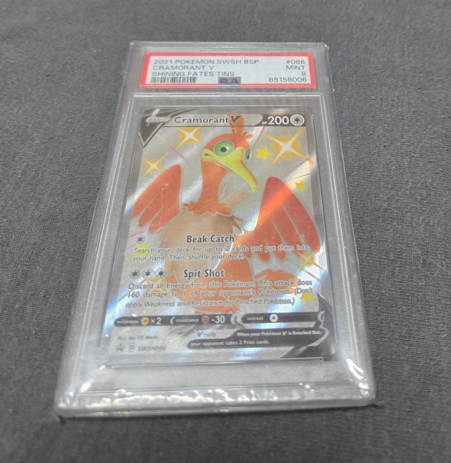 Pokémon Cramorant V PSA 9, Ophalen of Verzenden, Zo goed als nieuw, Losse kaart, Foil
