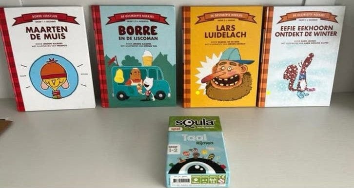 Borre leesboekjes groep 1/2 en squla spel rijmen, Ophalen of Verzenden, Zo goed als nieuw