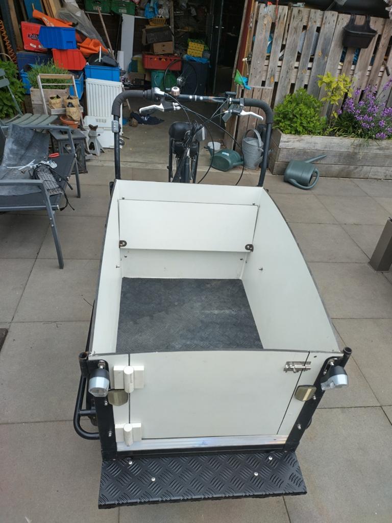Bakfiets keiler Vittorio trespa bak elektrisch hond kind, Gebruikt, Velgrem, Elektrisch, 2 kinderen