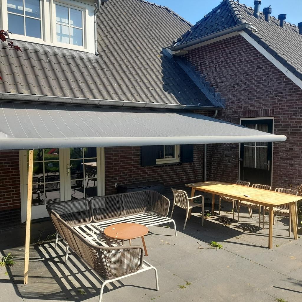 Verano Knikarmscherm Elektrisch met bediening, Gebruikt, 450 cm of meer, Elektrisch, Ophalen of Verzenden