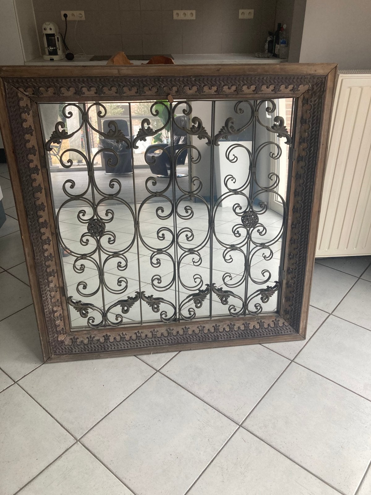 Mooie landelijke soiegel 1,10mx1,10m, Huis en Inrichting, Woonaccessoires | Spiegels, Ophalen, Gebruikt, 100 tot 150 cm, Vierkant